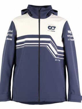 Alpha Tauri Jacket Mens Large Blue White Scuderia Full Zip Softshell Hooded F1